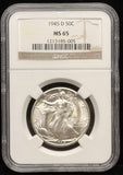 1945-D Walking Liberty Half Dollar, MS65 NGC. (23306)