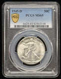 1945-D Walking Liberty Half Dollar, MS65 PCGS. (23310)