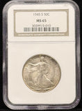 1945-S Walking Liberty Half Dollar, MS65 NGC. (23330)