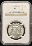 1945-S Walking Liberty Half Dollar, MS64 NGC. (23332)