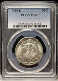 1945-D Walking Liberty Half Dollar, MS67 PCGS. (23334)