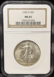 1946-D Walking Liberty Half Dollar, MS65 NGC. (23388)