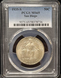 1935-S San Diego Commemorative Half Dollar, MS65 PCGS. (23424)