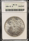 1884-CC Morgan Silver Dollar, MS64 ANACS Soapbox, (23430)