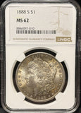 1888-S Morgan Silver Dollar, MS62 NGC, Great Color, (23434)