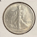 1917-D REV Walking Liberty Half Dollar, Choice AU+. (23462)