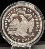 Undated 2oz 999 silver Art Round Seated Liberty Dollar 1873-S (23498)