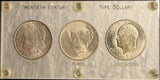 3pc BU 20th Century Dollar Set in a Capitol Holder 1888, 1922, 1971S (23514)
