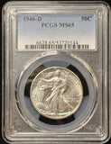 1946-D Walking Liberty Half Dollar, MS65, PCGS (23538)