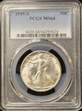 1945-S Walking Liberty Half Dollar, MS64, PCGS (23552)