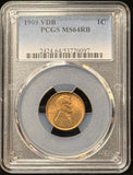 1909-P VDB Lincoln Wheat Cent, MS64RB PCGS. (23556)