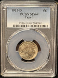 1913-D Type-1 Buffalo Nickel,  MS64 PCGS (23558)