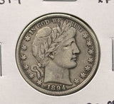 1894 Barber Half Dollar, XF. (23776)