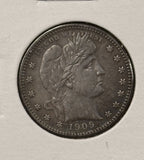 1909-S Barber Quarter, Uncirculated Details. (23788)