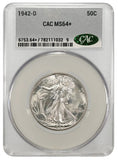 1942-D Walking Liberty Half Dollar, MS64+ CACG (23868)