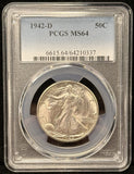 1942-D Walking Liberty Half Dollar, MS64 PCGS (23920)