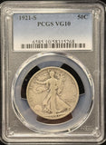 1921-S Walking Liberty Half Dollar, Key Date, VG10, PCGS (23934)