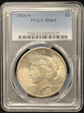 1924-S Peace Silver Dollar, MS63 PCGS (23940)