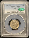 1913-D T-1 Buffalo Nickel, MS65 PCGS+CAC (23942)