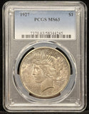 1927-P Peace Silver Dollar, MS63 PCGS, (24044)