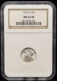 1931-D Mercury Head Dime, MS65FB NGC. (24046)