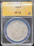 1893 Morgan Silver Dollar, VF35 ANACS. (24090)