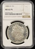 1880-CC Morgan Silver Dollar, MS62PL NGC. (24054)