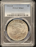 1923-D Peace Silver Dollar, MS63 PCGS, (24066)