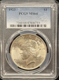1923-P Peace Silver Dollar, MS64 PCGS, (24074)
