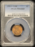 1909-S VDB Lincoln Wheat Cent, Key Date. MS64RD PCGS (24082)