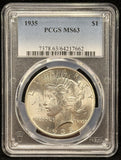 1935-P Peace Silver Dollar, MS63 PCGS, (24088)