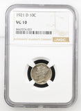 1921-D Mercury Head Dime, VG10 NGC (24132)