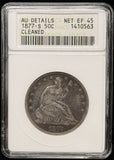 1877-S Seated Liberty Half Dollar, AU Details, ANACS Soapbox. (24138)
