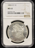 1884-CC Morgan Silver Dollar, MS63 NGC. (24140)