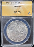 1921-D Morgan Silver Dollar, MS63 ANACS. (24142)