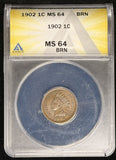 1902-P Indian Head Cent, MS64BN ANACS.  (24160)