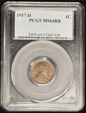 1917-D Lincoln Wheat Cent, MS64RB. PCGS.  (24170)