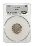 1937-D 3-Leg Buffalo Nickel, VF35 CACG. (24184)