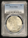 1891-S Morgan Silver Dollar, MS63 PCGS. (24216)
