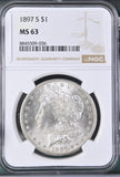 1897-S Morgan Silver Dollar, MS63 NGC. (24234)