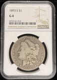 1893-S Morgan Silver Dollar, Key Date, Problem Free G-04 NGC (24330)