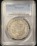 1893-CC Morgan Silver Dollar, Key Date. F15 PCGS (24377)