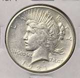 1921-P Peace Silver Dollar, Key Date. AU Details (24386)