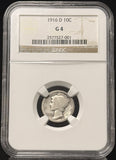1916-D Mercury Head Dime, Key Date, G-4 NGC (24396)