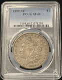 1890-CC Morgan Silver Dollar, XF40 PCGS. (24400)