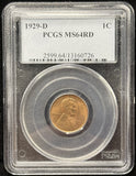 1929-D Lincoln Wheat Cent, MS64RD PCGS (24504)