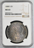 1888-S Morgan Silver Dollar, MS63. NGC Toner. (24638)