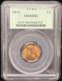 1910-P Lincoln Wheat Cent, MS66RD PCGS OGH (24667)