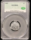 1943-P Lincoln Wheat Cent, MS66 CACG, (24684)