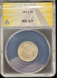 1911-P Liberty "V" Nickel, MS63  ANACS (24696)